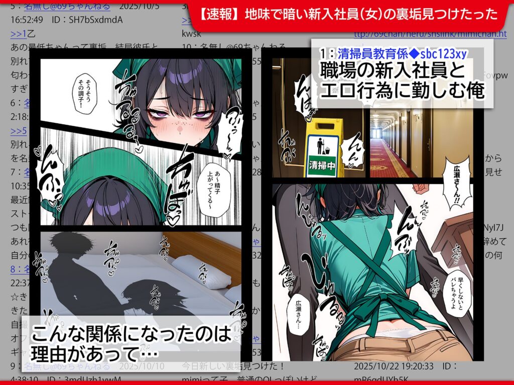 【69ちゃんねる】地味でブスだと思ってた新人清掃員の裏垢特定